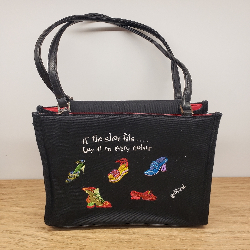 Embroidered Black Handbag